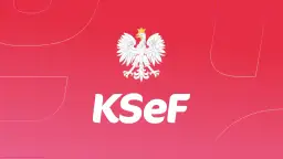 Biały orzeł na czerwonym tle z napisem KSeF.
