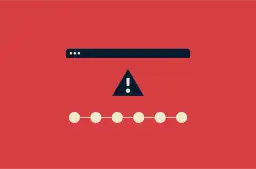 Icône d'alerte sur une barre de navigation, suggérant de signaler un site de vente en ligne suspect.