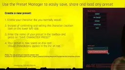 Jak wgrać mody do Cyberpunk 2077: instrukcja tworzenia i zapisywania presetów postaci.
