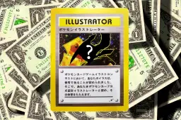 Karta Pokémon "Illustrator" na tle dolarów. Zastanawiasz się, ile kosztuje najdroższa karta Pokémon?