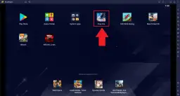 Ekran startowy emulatora BlueStacks z ikoną gry Free Fire.