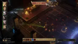 Postacie w grze Pathfinder Kingmaker Spolszczenie w trakcie walki. Widok z góry na arenę.