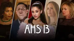 Zestawienie gwiazd American Horror Story: Angela Bassett, Evan Peters, Ariana Grande, Sarah Paulson i Jessica Lange.