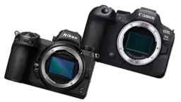 Dwa aparaty, Nikon Z 6II i Canon EOS R6 Mark II, gotowe do akcji. Który wybierzesz: canon czy nikon?