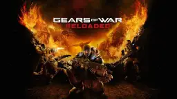 Żołnierze Gears of War walczą na tle płonącego miasta. Wyobraź sobie tę epicką strzelankę na PS5!