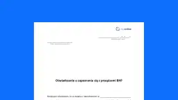Fragment dokumentu "Oświadczenie o zapoznaniu się z przepisami BHP" z miejscem na podpis i datę.