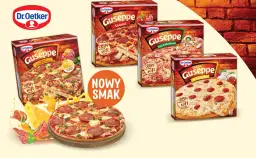 Pizza Giuseppe Salami i 4 Sery od Dr. Oetkera. Idealna do pieca, by cieszyć się chrupiącym spodem i miękkim wnętrzem.
