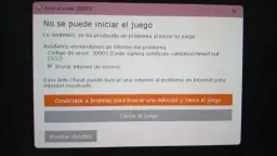 Komunikat błędu gry: "No se puede iniciar el juego". Easy Anti-Cheat nie może zweryfikować certyfikatu.