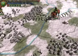 Europa Universalis IV: spolszczenie. Mapa gry z wojskami i nazwami prowincji, w tym "HIGHGARDEN".