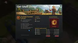 Albion: co to? Okno zakupu premium w grze, z listą bonusów i cenami w walucie gry.