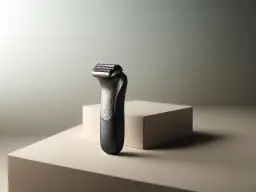 Nowoczesna, czarna golarka elektryczna na jasnym tle.