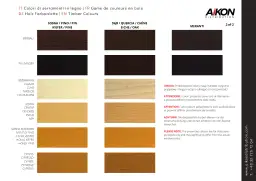 Paleta kolorów okien drewnianych: Merbau, Palisander, Bezbarwny, Jesion, Sosna miodowa, Cyprys. Różne odcienie drewna.