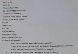 Kto zaprasza Chochoła na wesele? Poeta namawia Rachelę, by zaprosiła go na Wesele.