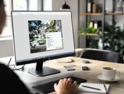 Na ekranie komputera widać okno z właściwościami pliku, gdzie wyświetlane są informacje o rozdzielczości obrazu, np. 1920 x 1680. To pokazuje, czym jest pixel.