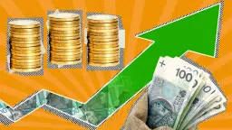 Złotówki rosną! Ile kosztuje 18 na 30 osób w 2026? Stosy monet i banknotów symbolizują wzrost wartości.