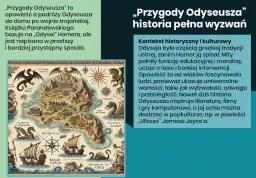 Ilustracja do "Przygód Odyseusza" Jana Parandowskiego. Mapa przedstawia mityczne krainy, potwory i statki, nawiązując do Odysei.