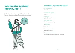 Ilustracja przedstawia osobę z dymkiem „Nic nie szkodzi”. Tekst obok pyta, czy często używasz tych fraz, gdy coś się nie met.