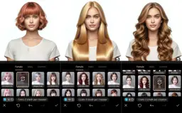 Wirtualny fryzjer który dobierze fryzurę. Wypróbuj różne style włosów na trzech kobietach.