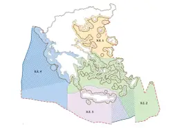 Mapa Grecji z zaznaczonymi strefami X.E. 1, X.E. 2, X.E. 3 i X.E. 4.