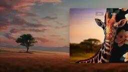 Zobacz, jak łatwo jest zmienić tło na zdjęciu, dodając uroczej żyrafie nowy, kwiatowy motyw.