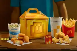 Minecraftowe menu z McNuggetsami, McFlurry i napojem. Zestaw zawiera też porcję frytek, dzięki czemu dowiesz się, ile kosztują średnie frytki w McDonald's.