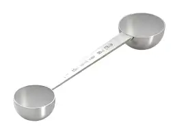 Metalowa miarka z dwoma końcówkami, z oznaczeniami 15ml i 30ml.