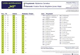 Rozkład jazdy linii "M1" z Myślenic do Krakowa Rondo Mogilskie. Busy kursują między Gdów a Krakowem.