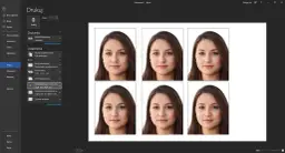 Szukasz sposobu, jak zrobić zdjęcie do dowodu? Na ekranie widzisz sześć identycznych zdjęć twarzy, gotowych do wydruku.