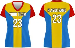 Damska koszulka siatkarska z numerem 23 i napisem "YOUR TEAM" z przodu oraz "PLAYER NAME" z tyłu.