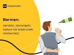 Ilustracja barmana przygotowującego drinki z butelką w tle.