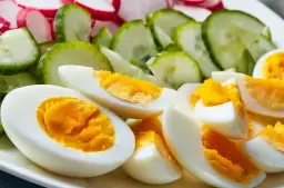 Jajka na twardo z ogórkiem i rzodkiewką – idealne na dietę jajeczną, która daje widoczne efekty.