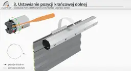 Ilustracja pokazuje mechanizm regulacji krańcowej rolety. Dowiedz się, jak naciągnąć sprężynę w rolecie, by ustawić pozycję krańcową.