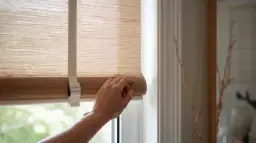 Dłoń delikatnie dotyka rolety, pokazując, jak otworzyć kasetę rolety zewnętrznej.