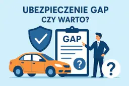 Pomarańczowy samochód, tarcza z zaznaczeniem i dokument z napisem GAP. Czy warto zainwestować w ubezpieczenie GAP?