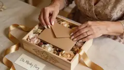 Elegancka skrzynka z kwiatami i kopertą. Zastanawiasz się, ile się daje chrześniakowi na wesele?