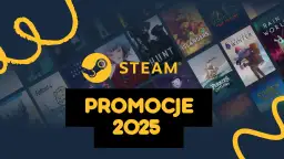 Logo Steam i okładki gier na tle, z napisem "Promocje 2025".