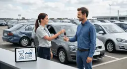 Przekazanie kluczyków do samochodu zastępczego z AC. Klient odbiera auto po szkodzie.