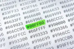 Zaznaczony zielonym markerem kod #00FF00 to czysty zielony kolor HTML.