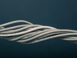 Splecione białe kable, tworzące skomplikowany węzeł. To właśnie ydyżo co oznacza: połączenie i splątanie.