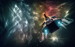 Statek kosmiczny w mgławicy. Obrazek dla początkujących fanów, wyjaśniający różnicę między hard sci-fi a space operą.