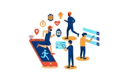 Ludzie korzystają z aplikacji do biegania, monitorując swoje postępy na smartfonach i zegarkach.