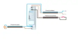 Schemat elektryczny stycznika Hager EPN 510. Pokazuje podłączenie zasilania, przycisków i oprawy oświetleniowej.