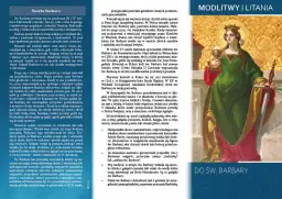 Święta Barbara w zielonej sukni z koroną na głowie, trzymająca kielich i miecz.