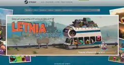 Autobus z potworkami i walizkami na dachu, z napisem "Letnia wyprzedaż" na tle krajobrazu.