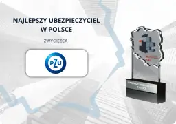 PZU - zwycięzca w kategorii Najlepszy Ubezpieczyciel w Polsce. Statuetka w kształcie Polski.