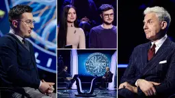 Uczestnicy i prowadzący w programie "Milionerzy" w TV. Widzowie czekają na emocje i wielkie wygrane.