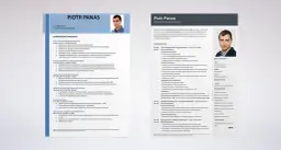 Zdjęcie przedstawia fragment CV z portretem mężczyzny i danymi kontaktowymi.