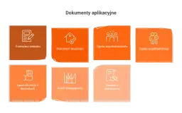 Ikony dokumentów: formularz, dom z kluczem, zgoda, zaświadczenie, audyt, umowa.