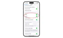 Ustawienia aparatu iPhone: włączona siatka i poziom do manualnych ustawień kompozycji zdjęć.