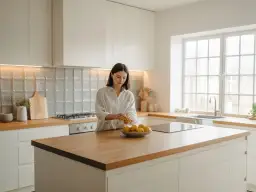 Jakie płytki do białej kuchni z drewnianym blatem? 5 top wyborów